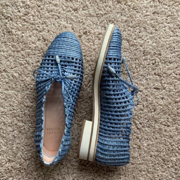 COPY - Stuart Weitzman Blue Jazzygirl Raffia Oxfords 7.5 - Picture 2 of 6
